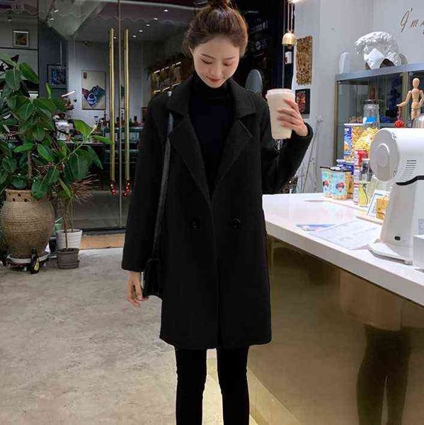 2021 coffee wool coat women's medium long korean version small man autumn and winter, Black
2021 coffee wool coat women's medium long korean version small man autumn and winter, Black
