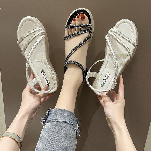 female sandal 2021 summer sale of women's shoes all-match med clear heels girls flat fashion rhinestone comfort beach beige sandals, Black
female sandal 2021 summer sale of women's shoes all-match med clear heels girls flat fashion rhinestone comfort beach beige sandals, Black