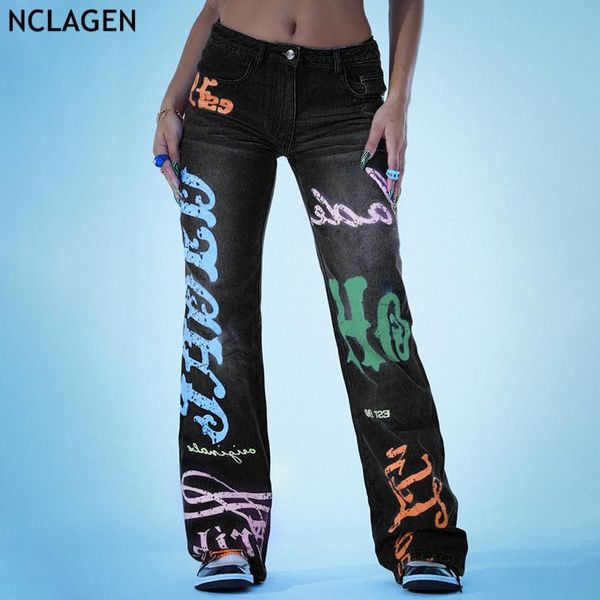 women's jeans nclagen graffiti print 2021 fashion women loose casual disco denim pants vintage harajuku hip hop trousers capris, Blue
women's jeans nclagen graffiti print 2021 fashion women loose casual disco denim pants vintage harajuku hip hop trousers capris, Blue