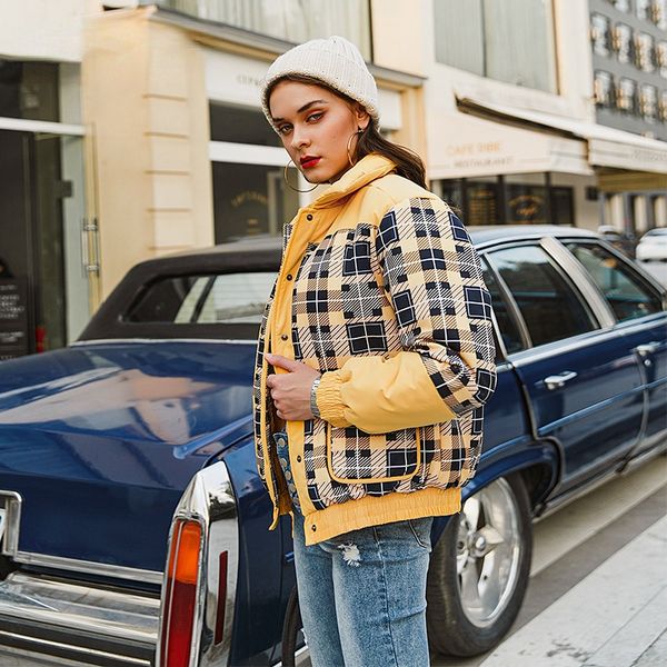 casual plaid pattern autumn winter women parkas square neck long sleeve female jacket high street down jackets 2020, Black
casual plaid pattern autumn winter women parkas square neck long sleeve female jacket high street down jackets 2020, Black