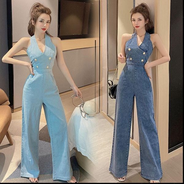 women fashion womens rompers denim jumpsuits summer halter backless high waist wide leg pants casual slim, Black;white
women fashion womens rompers denim jumpsuits summer halter backless high waist wide leg pants casual slim, Black;white