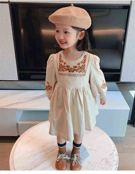 children's spring autumn dress 2022 new girls dress casual kids clothes style retro embroidery baby girl princess dress g1215, Red;yellow
children's spring autumn dress 2022 new girls dress casual kids clothes style retro embroidery baby girl princess dress g1215, Red;yellow