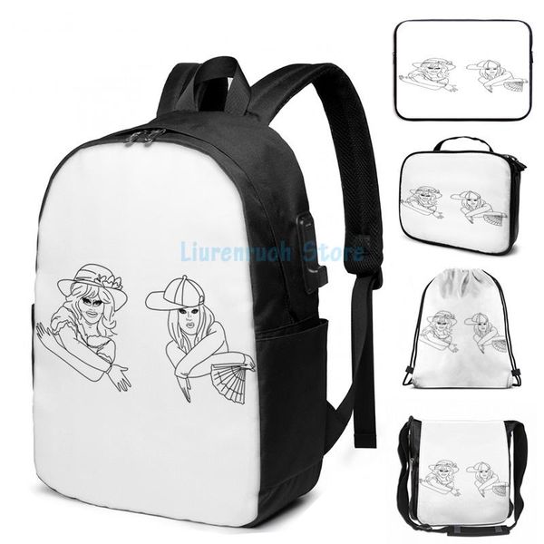 funny graphic print trixie and katya combo usb charge backpack men school bags women bag travel laptop
funny graphic print trixie and katya combo usb charge backpack men school bags women bag travel laptop
