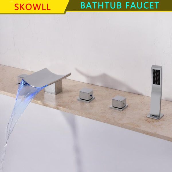 bathroom shower sets skowll bathtub faucet led widespread waterfall set with head deck mounted mixer tub taps hg-9119 
bathroom shower sets skowll bathtub faucet led widespread waterfall set with head deck mounted mixer tub taps hg-9119