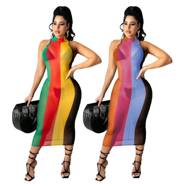 casual dresses sleeveless striped mesh dress women perspective turtleneck sundress see through summer long tank for 2021, Black;gray
casual dresses sleeveless striped mesh dress women perspective turtleneck sundress see through summer long tank for 2021, Black;gray