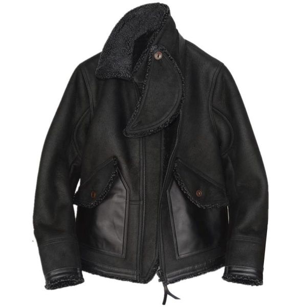 men's leather & faux natural curly fur a body gray restoring ancient ways with small tire cowhide coat to keep warm, Black
men's leather & faux natural curly fur a body gray restoring ancient ways with small tire cowhide coat to keep warm, Black