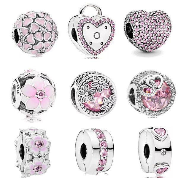 925 silver pink series peach blossom heart-shaped locking beads charm adapting original pandora charms bracelet diy jewelry for women, Bronze;silver
925 silver pink series peach blossom heart-shaped locking beads charm adapting original pandora charms bracelet diy jewelry for women, Bronze;silver