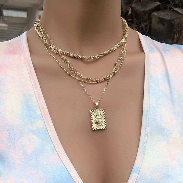 4pcs/set women necklaces set retro square carved dragon pattern clavicle chain gold necklace classic birthday gift jewelry chokers, Golden;silver
4pcs/set women necklaces set retro square carved dragon pattern clavicle chain gold necklace classic birthday gift jewelry chokers, Golden;silver