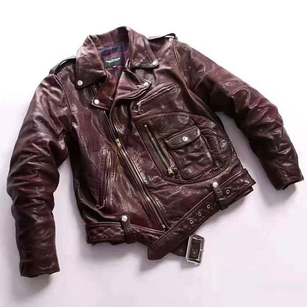 fashion leather brown a-class layer j22 horse jacket men's and women's casual motorcycle lapel belt, Black
fashion leather brown a-class layer j22 horse jacket men's and women's casual motorcycle lapel belt, Black