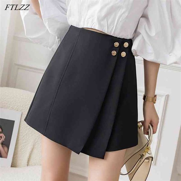 spring summer women high waist ruffles shorts streetwear solid color button wide leg loose black 210430, White;black
spring summer women high waist ruffles shorts streetwear solid color button wide leg loose black 210430, White;black