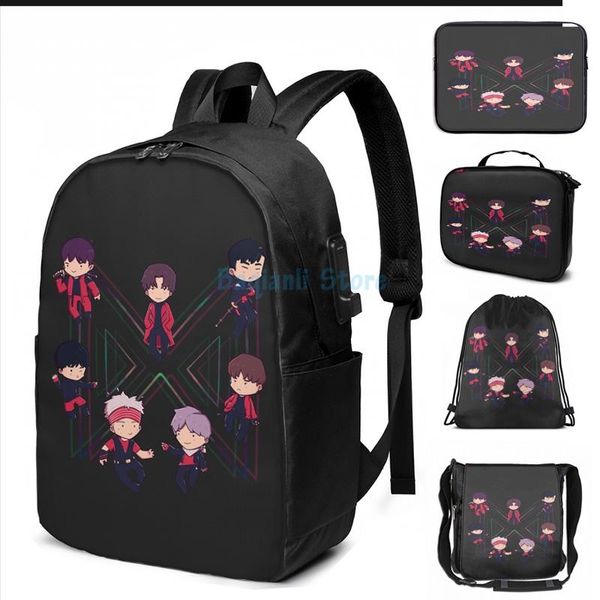 funny graphic print monsta x usb charge backpack men school bags women bag travel laptop
funny graphic print monsta x usb charge backpack men school bags women bag travel laptop