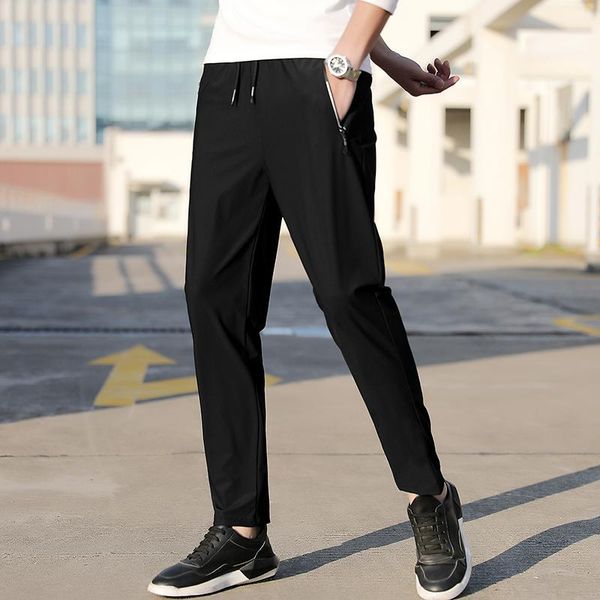 men's pants big size boys spring summer casual trousers elastic slim korean versatile trend quick drying ice thin sweatpants, Black
men's pants big size boys spring summer casual trousers elastic slim korean versatile trend quick drying ice thin sweatpants, Black