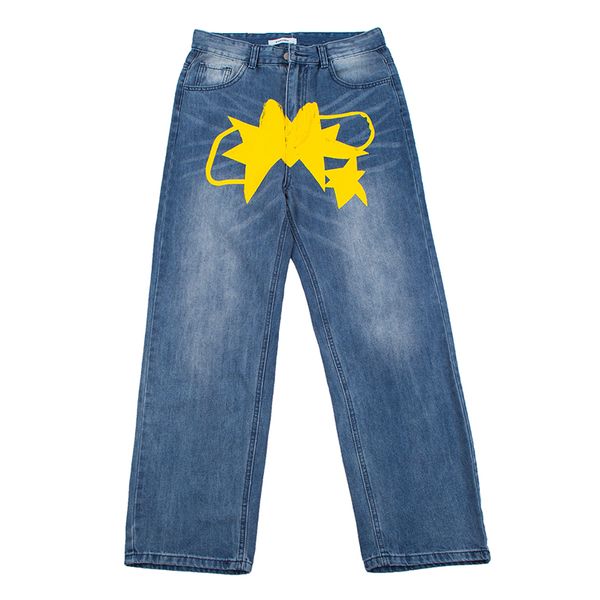 original patchwork stars letter print denim pants mens and womens straight vibe style high street ripped oversize jeans, Blue
original patchwork stars letter print denim pants mens and womens straight vibe style high street ripped oversize jeans, Blue