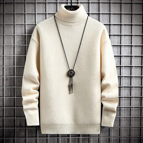 men's sweaters 2021 winter turtleneck sweater men thick warm knitted pullover mens long sleeve loose male knitwear, White;black
men's sweaters 2021 winter turtleneck sweater men thick warm knitted pullover mens long sleeve loose male knitwear, White;black