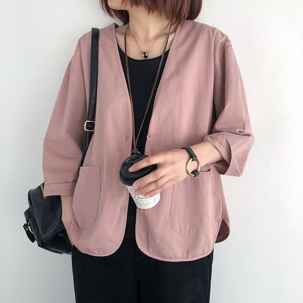 tracksuits women's cotton coat 2021 spring and autumn solid wild color loose with low v long sleeve shirt casual retro zh053 blouse en, Gray
tracksuits women's cotton coat 2021 spring and autumn solid wild color loose with low v long sleeve shirt casual retro zh053 blouse en, Gray