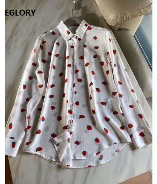 women's blouses & shirts est fashion designer blouse shirt 2021 autumn women turn-down collar sweet fruit print long sleeve pure silk, White
women's blouses & shirts est fashion designer blouse shirt 2021 autumn women turn-down collar sweet fruit print long sleeve pure silk, White
