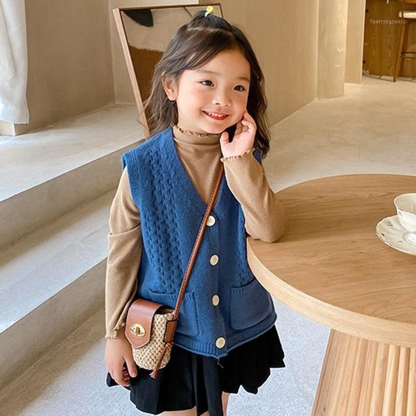 jackets autumn spring girls' korean style cardigan vest children's hollow pocket knitted waistcoat sleeveless jacket1, Blue;gray
jackets autumn spring girls' korean style cardigan vest children's hollow pocket knitted waistcoat sleeveless jacket1, Blue;gray