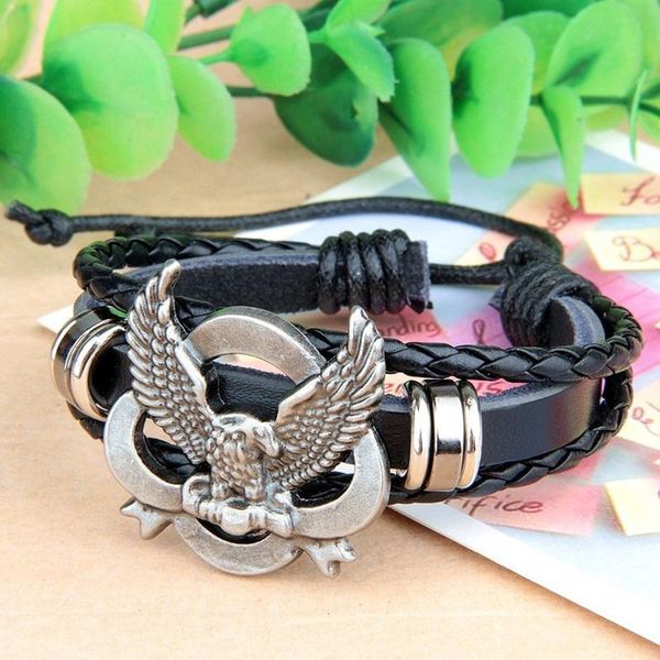bangle vintage leather bracelet men's fashion eagle pattern charm party jewelry accessories 2021 trend, Black
bangle vintage leather bracelet men's fashion eagle pattern charm party jewelry accessories 2021 trend, Black