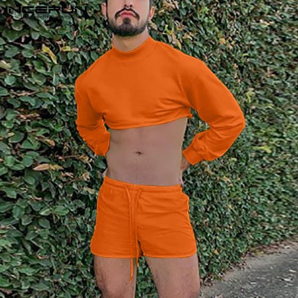 men's tracksuits fashion long sleeve turtleneck crop drawstring shorts man sport suits incerun summer leisure solid color men sets plu, Gray
men's tracksuits fashion long sleeve turtleneck crop drawstring shorts man sport suits incerun summer leisure solid color men sets plu, Gray