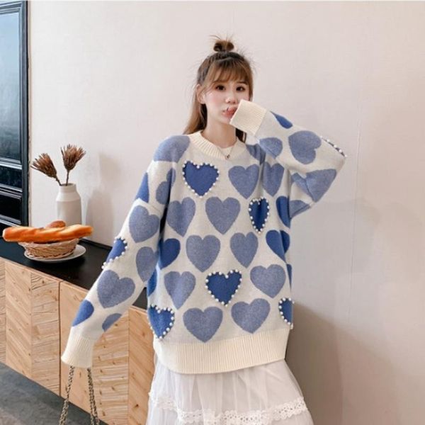 women's sweaters round neck pullover sweater women 2021 autumn and winter fashion style korean loose love knitted top, White;black
women's sweaters round neck pullover sweater women 2021 autumn and winter fashion style korean loose love knitted top, White;black
