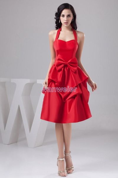 bridesmaid dress 2021 design handmade bow beach fashion bridal gown halter custom size/color short red, White;pink
bridesmaid dress 2021 design handmade bow beach fashion bridal gown halter custom size/color short red, White;pink