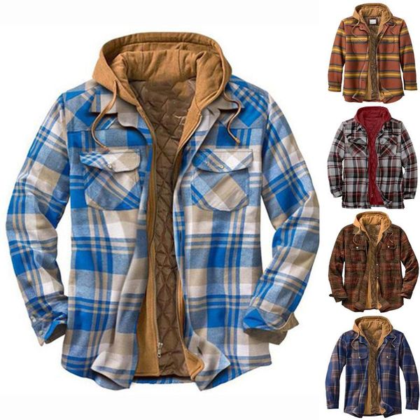 men's jackets shirts autumn fashion casual plaid long sleeve cotton pullover hooded shirt winter mens blouse 21, Black;brown
men's jackets shirts autumn fashion casual plaid long sleeve cotton pullover hooded shirt winter mens blouse 21, Black;brown