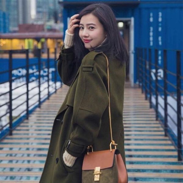 women's wool & blends woollen star's same coat mid long woolen in autumn and winter of 2021 double faced cashmere, Black
women's wool & blends woollen star's same coat mid long woolen in autumn and winter of 2021 double faced cashmere, Black