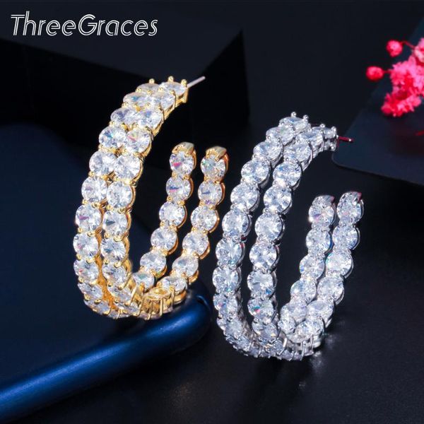hoop & huggie threegraces dazzling round cubic zirconia big white gold color earrings for ladies wedding party 925 silver jewelry er597, Golden;silver
hoop & huggie threegraces dazzling round cubic zirconia big white gold color earrings for ladies wedding party 925 silver jewelry er597, Golden;silver