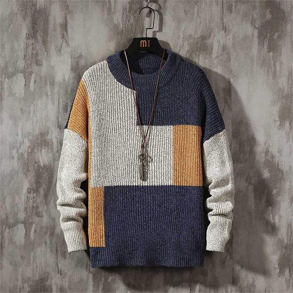 men's sweater autumn winter fashion color block pullover men's casual knitted sweater men street trend 220108, White;black
men's sweater autumn winter fashion color block pullover men's casual knitted sweater men street trend 220108, White;black