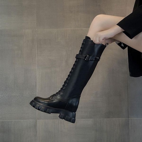 dress shoes boots in autumn 2021 women's thick bottom buckle leather korean lace up plush knight, Black
dress shoes boots in autumn 2021 women's thick bottom buckle leather korean lace up plush knight, Black