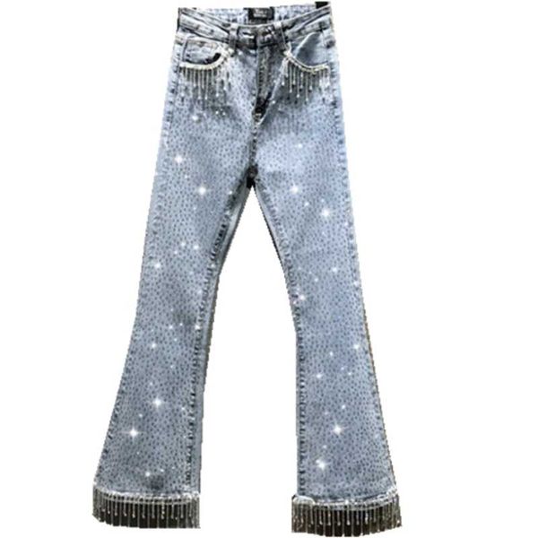 women's jeans rhinestone beaded tassel flare wome 2021 spring summer fashion diamond stretch slim, Blue
women's jeans rhinestone beaded tassel flare wome 2021 spring summer fashion diamond stretch slim, Blue
