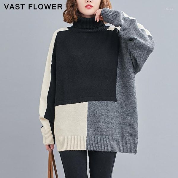 plus size patchwork knitted turtleneck sweater women long sleeve pullover fashion loose oversize clothes winter 2021 women's sweaters, White;black
plus size patchwork knitted turtleneck sweater women long sleeve pullover fashion loose oversize clothes winter 2021 women's sweaters, White;black