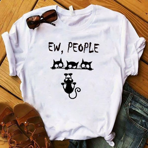 cartoon cat funny people women short sleeve graphic printed tee femme female clothes, White
cartoon cat funny people women short sleeve graphic printed tee femme female clothes, White