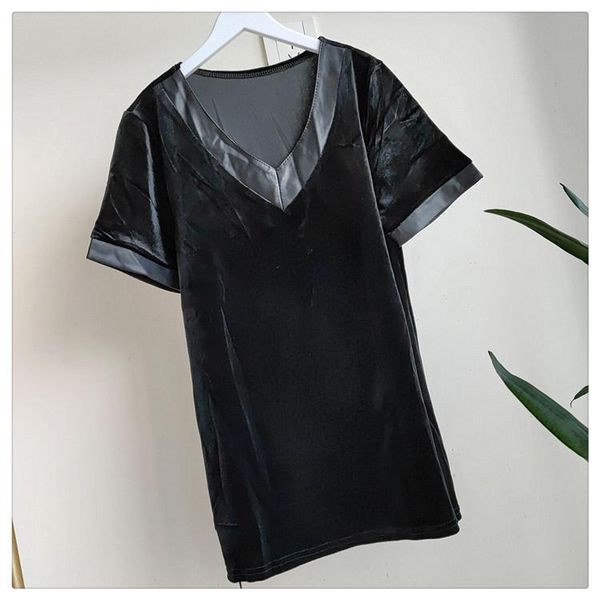 women's t-shirt women patchwork t shirts short sleeve velour woman streetwear womens clothing, White
women's t-shirt women patchwork t shirts short sleeve velour woman streetwear womens clothing, White