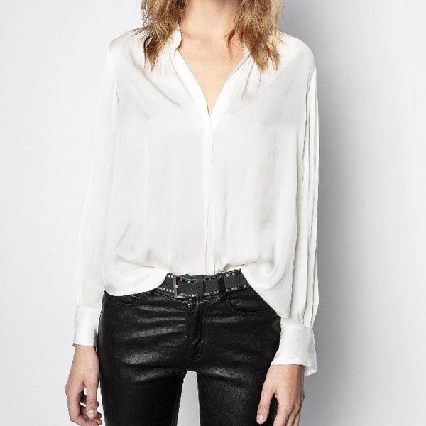 women's blouses & shirts simple solid women shirt casual wild temperament lady blouse, White
women's blouses & shirts simple solid women shirt casual wild temperament lady blouse, White