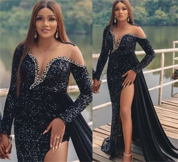 sparkly black sequins beads evening dresses side split mermaid formal party dress prom gowns plus size robe de mariée, Black;red
sparkly black sequins beads evening dresses side split mermaid formal party dress prom gowns plus size robe de mariée, Black;red