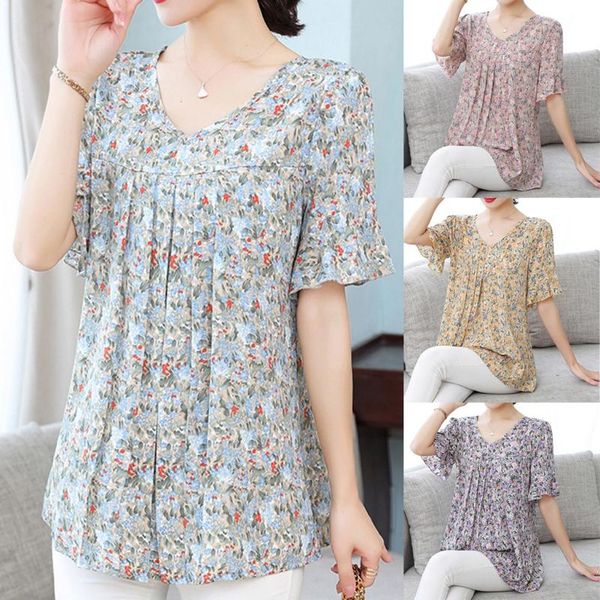 women's blouses & shirts women elegant blouse plus size lady fashion chiffon print short sleeve casual comfortable female shirt 2021, White 
women's blouses & shirts women elegant blouse plus size lady fashion chiffon print short sleeve casual comfortable female shirt 2021, White