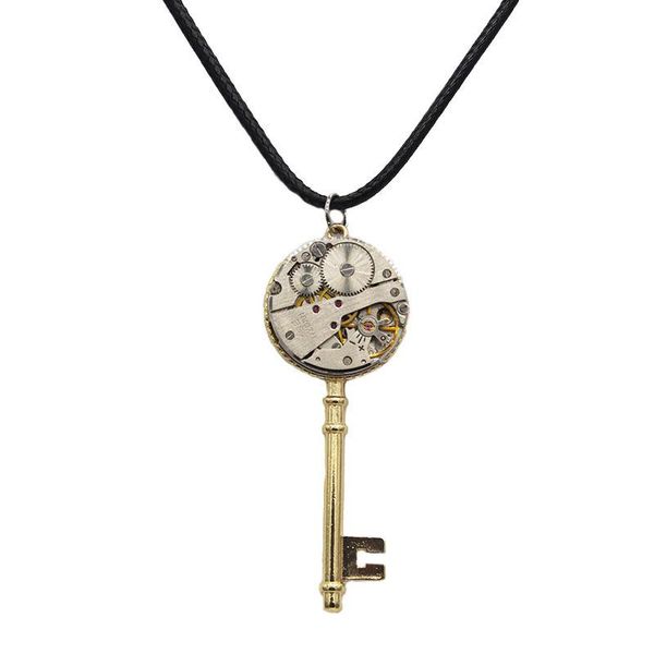 pendant necklaces origional steampunk handmade gothic gear mechanical movement leather rope watch core gold key necklace female vgn250, Silver
pendant necklaces origional steampunk handmade gothic gear mechanical movement leather rope watch core gold key necklace female vgn250, Silver