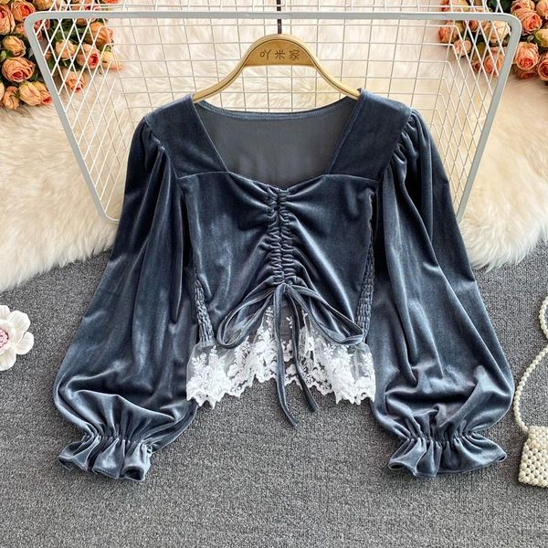 women's blouses & shirts autumn winter women black/brown/white drawstring velvet blouse female square collar puff long sleeve lace patc
women's blouses & shirts autumn winter women black/brown/white drawstring velvet blouse female square collar puff long sleeve lace patc