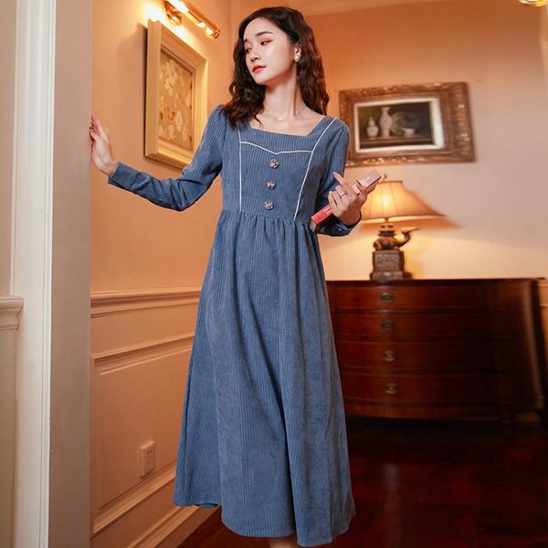 casual dresses vintage women dress slim intelligence fume long french niche corduroy blue 829, Black;gray
casual dresses vintage women dress slim intelligence fume long french niche corduroy blue 829, Black;gray