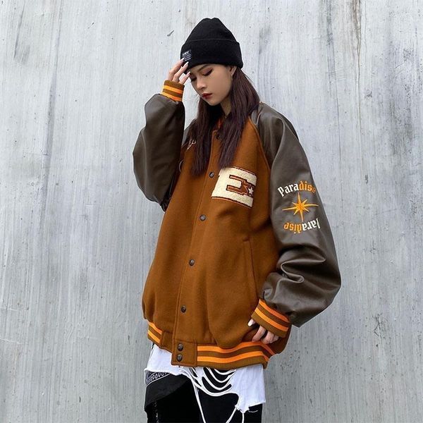 jackets splicing baseball suit men's 2021 spring and autumn american loose oversize coat, Black;brown
jackets splicing baseball suit men's 2021 spring and autumn american loose oversize coat, Black;brown