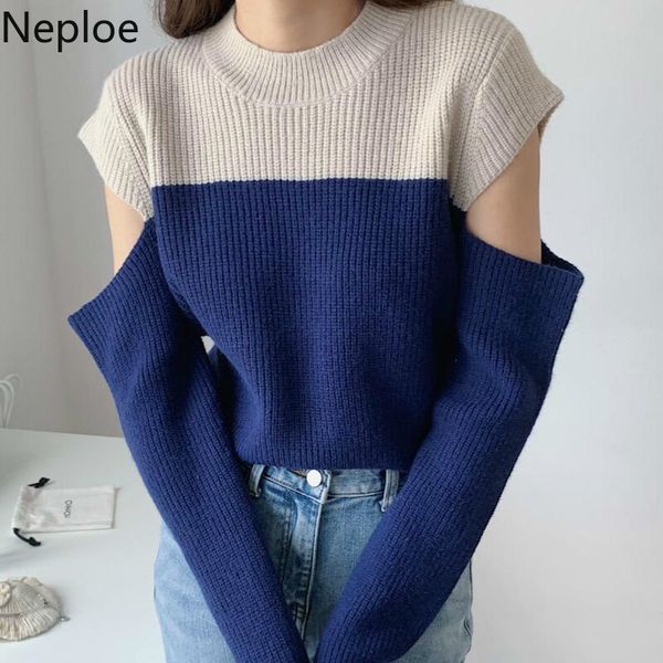 neploe korean fashion sweaters women contrast color patchwork knitted pullovers hollow out off shoulder jumper coat female 210422, White;black
neploe korean fashion sweaters women contrast color patchwork knitted pullovers hollow out off shoulder jumper coat female 210422, White;black