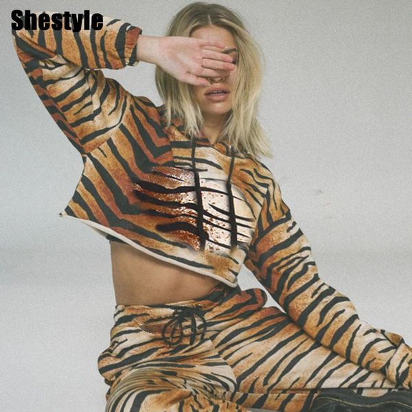 shestyle tiger printed autumn two pieces sets women 2021 casual streetwear striped hooded hoodies crop pant tracksuitsby a, Black;white
shestyle tiger printed autumn two pieces sets women 2021 casual streetwear striped hooded hoodies crop pant tracksuitsby a, Black;white
