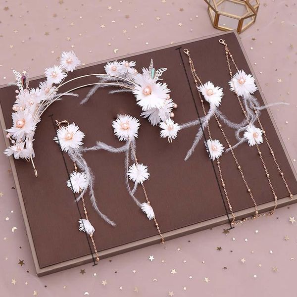 hair clips & barrettes bride wedding accessories set korean fairy white flower handmade weave hairband with long feather tassels earrings ma, Golden;silver
hair clips & barrettes bride wedding accessories set korean fairy white flower handmade weave hairband with long feather tassels earrings ma, Golden;silver
