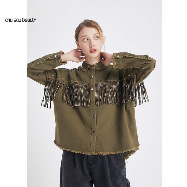 vintage stylish fringe beaded loose denim jacket coat women 2021 fashion long sleeve frayed trim ladies outerwear chaqueta mujer women', Black;brown
vintage stylish fringe beaded loose denim jacket coat women 2021 fashion long sleeve frayed trim ladies outerwear chaqueta mujer women', Black;brown