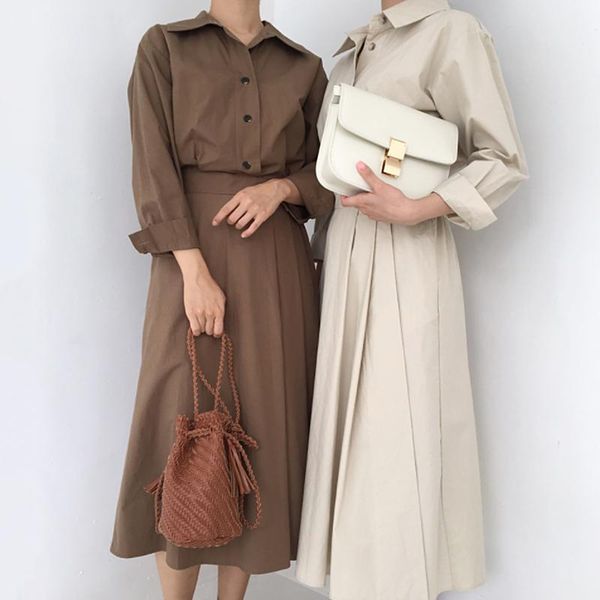 casual dresses simple solid slim waist turn down collar long sleeve vestidos mujer elegant autumn dress women loose robe femme, Black;gray
casual dresses simple solid slim waist turn down collar long sleeve vestidos mujer elegant autumn dress women loose robe femme, Black;gray