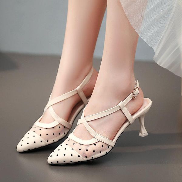 dress shoes coolulu 2021 women kitten heel pointed toe pumps cross tied slingback mesh polka dots size 33-43, Black
dress shoes coolulu 2021 women kitten heel pointed toe pumps cross tied slingback mesh polka dots size 33-43, Black