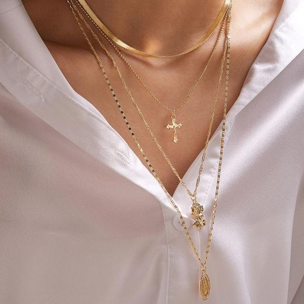 chokers bohemian gold cross pendant necklace for women pretty flowers virgin mary multilayer chain choker jewelry gift, Golden;silver
chokers bohemian gold cross pendant necklace for women pretty flowers virgin mary multilayer chain choker jewelry gift, Golden;silver