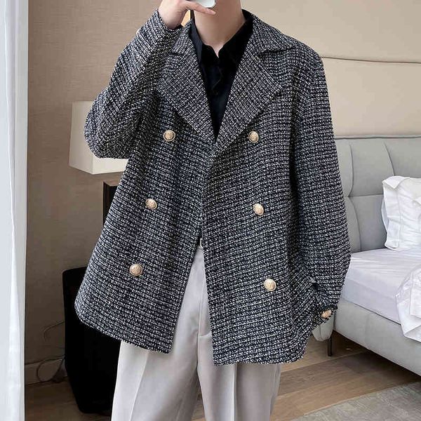 men's suits & blazers autumn winter double breasted men vintage fashion loose casual thicken suit jacket man korean streetwear coat xtb, White;black
men's suits & blazers autumn winter double breasted men vintage fashion loose casual thicken suit jacket man korean streetwear coat xtb, White;black