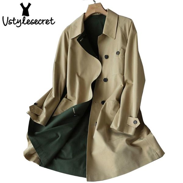 women's trench coats elegant casaco feminino be worn on both sides coat single breast turn down collar female windbreaker autumn style, Tan;black
women's trench coats elegant casaco feminino be worn on both sides coat single breast turn down collar female windbreaker autumn style, Tan;black